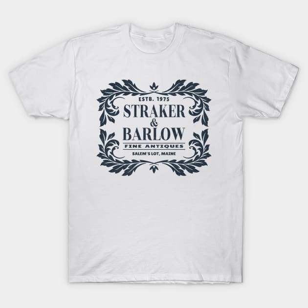 Straker & Barlow Fine Antiques Salem's Lot, Maine T-Shirt by Contentarama